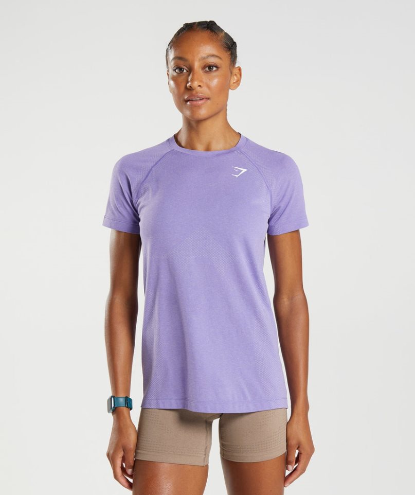 Women\'s Gymshark Vital Seamless 2.0 Light T-Shirts Purple | NZ 1ZXOFW